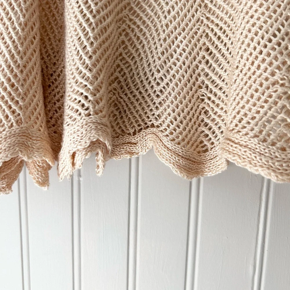 Elegant Tan Crochet Knit Skirt - One Size Neutral